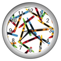 Crayons Wall Clock (Silver)