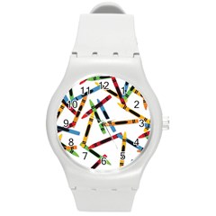 Crayons Round Plastic Sport Watch (M)