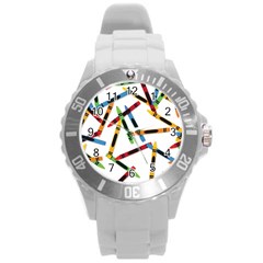 Crayons Round Plastic Sport Watch (L)