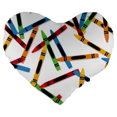 Crayons Large 19  Premium Heart Shape Cushions