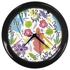 Flowers-101 Wall Clock (black) by nateshop