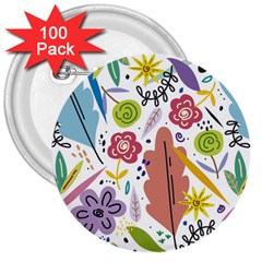 Flowers-101 3  Buttons (100 Pack)  by nateshop