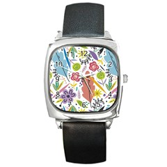 Flowers-101 Square Metal Watch by nateshop