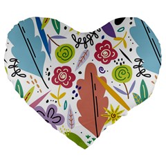 Flowers-101 Large 19  Premium Heart Shape Cushions by nateshop