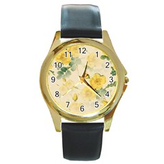 Flowers-104 Round Gold Metal Watch by nateshop