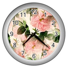 Flowers-105 Wall Clock (silver) by nateshop