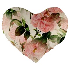 Flowers-105 Large 19  Premium Flano Heart Shape Cushions by nateshop