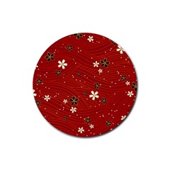 Flowers-106 Rubber Round Coaster (4 Pack) by nateshop