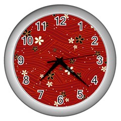 Flowers-106 Wall Clock (silver) by nateshop