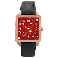 Flowers-106 Rose Gold Leather Watch  by nateshop