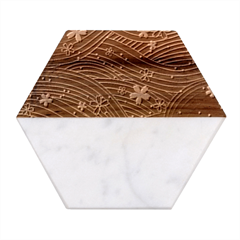 Flowers-106 Marble Wood Coaster (hexagon) 