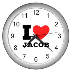 I Love Jacob Wall Clock (silver) by ilovewhateva