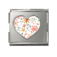 Flowers-107 Mega Link Heart Italian Charm (18mm) by nateshop