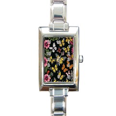 Flowers-109 Rectangle Italian Charm Watch