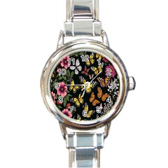 Flowers-109 Round Italian Charm Watch by nateshop