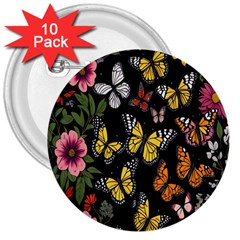 Flowers-109 3  Buttons (10 pack) 