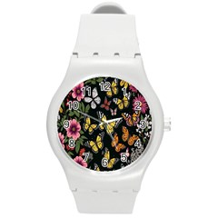 Flowers-109 Round Plastic Sport Watch (M)