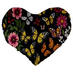 Flowers-109 Large 19  Premium Heart Shape Cushions Back