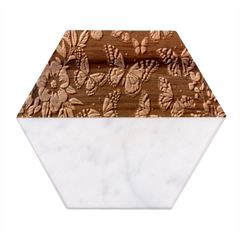 Flowers-109 Marble Wood Coaster (hexagon) 