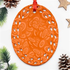 Orange-ellipse Oval Filigree Ornament (two Sides) by nateshop