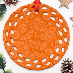 Orange-ellipse Round Filigree Ornament (two Sides) by nateshop