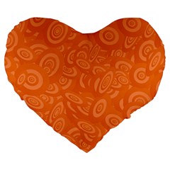 Orange-ellipse Large 19  Premium Heart Shape Cushions by nateshop