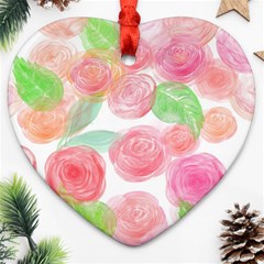 Roses-50 Heart Ornament (two Sides) by nateshop