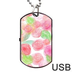 Roses-50 Dog Tag Usb Flash (two Sides) by nateshop