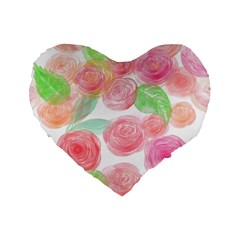 Roses-50 Standard 16  Premium Heart Shape Cushions by nateshop