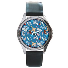 Medicine Pattern Round Metal Watch by SychEva