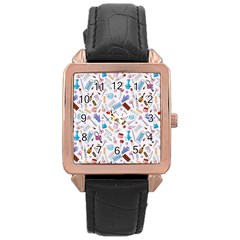 Medical Rose Gold Leather Watch  by SychEva