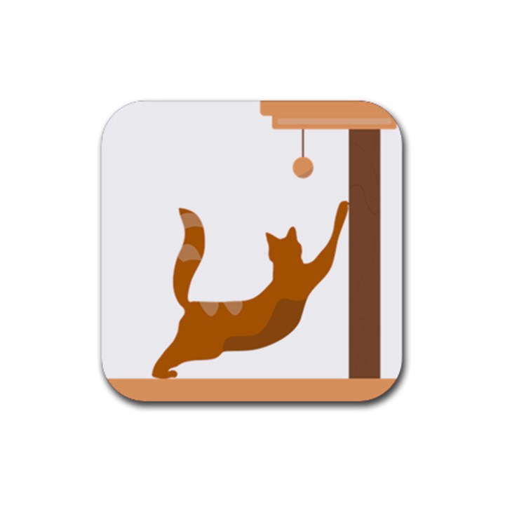 Animal Cat Pet Feline Mammal Rubber Coaster (Square)