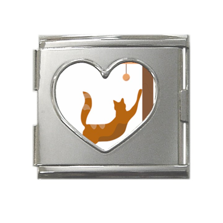 Animal Cat Pet Feline Mammal Mega Link Heart Italian Charm (18mm)