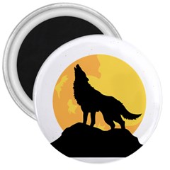 Wolf Wild Animal Night Moon 3  Magnets by Semog4