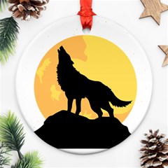 Wolf Wild Animal Night Moon Ornament (round) by Semog4