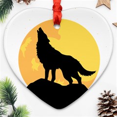 Wolf Wild Animal Night Moon Ornament (heart) by Semog4