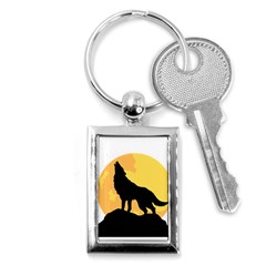 Wolf Wild Animal Night Moon Key Chain (rectangle) by Semog4