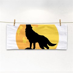 Wolf Wild Animal Night Moon Hand Towel by Semog4