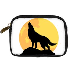 Wolf Wild Animal Night Moon Digital Camera Leather Case by Semog4