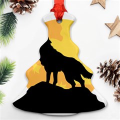 Wolf Wild Animal Night Moon Christmas Tree Ornament (two Sides) by Semog4