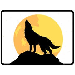 Wolf Wild Animal Night Moon Two Sides Fleece Blanket (large)