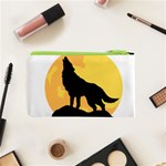 Wolf Wild Animal Night Moon Cosmetic Bag (XS) Back