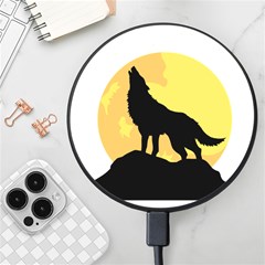 Wolf Wild Animal Night Moon Wireless Fast Charger(black) by Semog4