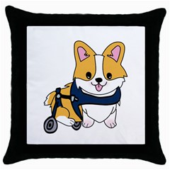 Puppy Cartoon Corgi Throw Pillow Case (black) by Semog4