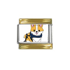 Puppy Cartoon Corgi Gold Trim Italian Charm (9mm) by Semog4