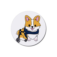 Puppy Cartoon Corgi Rubber Coaster (round) by Semog4