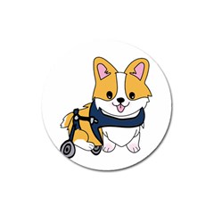 Puppy Cartoon Corgi Magnet 3  (round) by Semog4