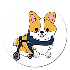 Puppy Cartoon Corgi Magnet 5  (round) by Semog4