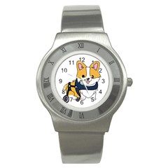 Puppy Cartoon Corgi Stainless Steel Watch by Semog4