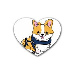 Puppy Cartoon Corgi Rubber Coaster (heart) by Semog4